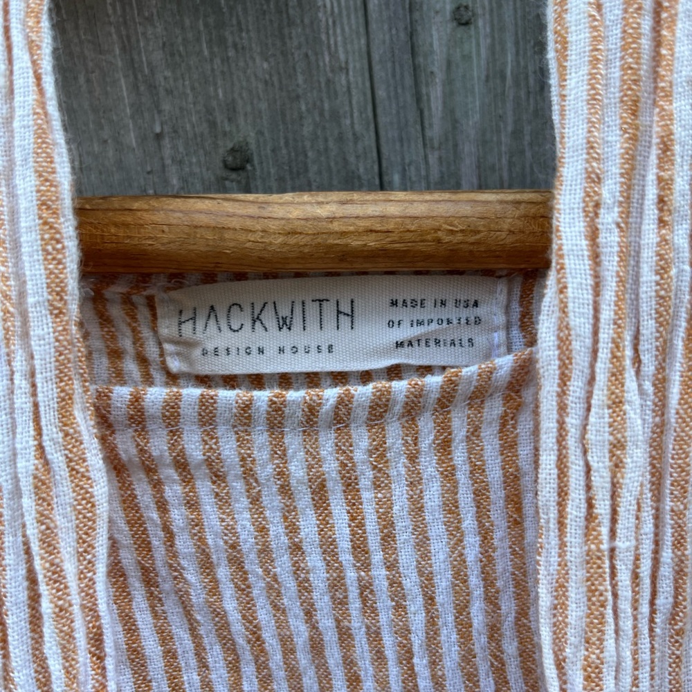 Hackwith Design House 100% Cotton Stripe Gathered Midi Dress XS/S - Picture 4 of 8